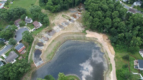 Aerial view of a retention lake